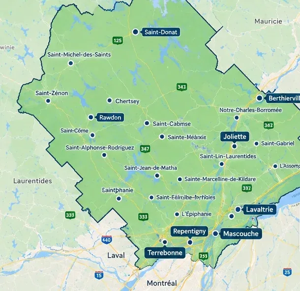 Carte illustrative de Lanaudière