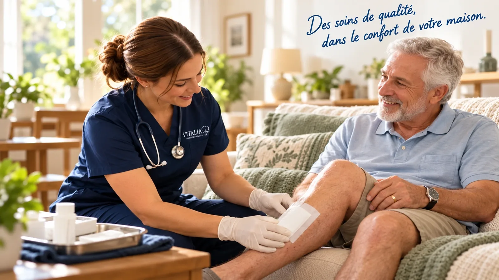 Soins et accompagnement VITALIA à domicile. Des soins de qualité, dans le confort de votre maison.